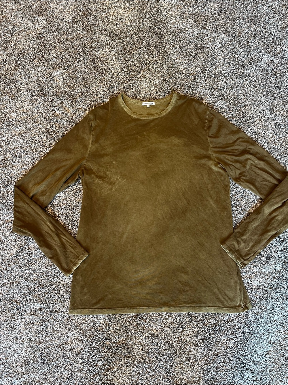 Cotton Citizen Classic Crew Olive Green (Fern) Long Sleeve Tee XL